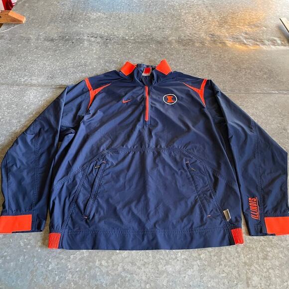 Vintage Illinois Fighting Illini Nike Fit Storm Windbreaker Jacket Large 90s - Picture 2 of 15